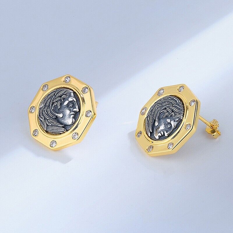 Boucles d’oreilles Hercules en pièces de monnaie grecques E1038