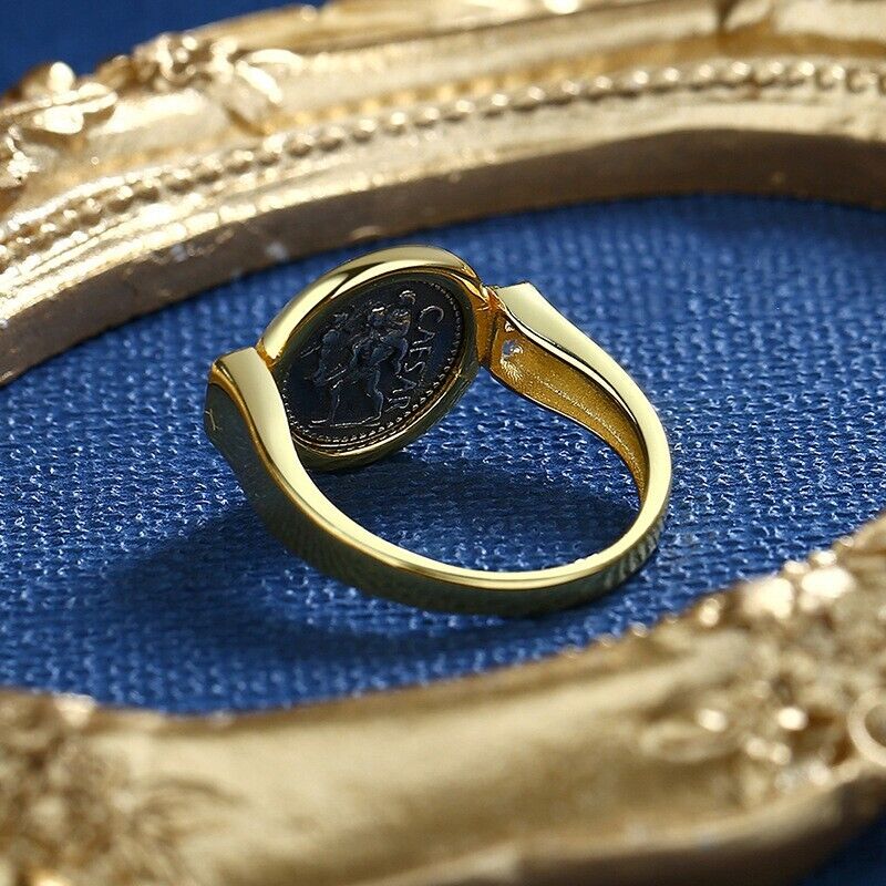 Bague César avec pièce de monnaie romaine R1032