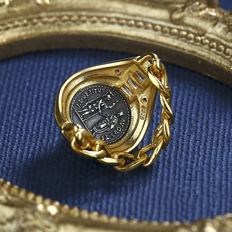 Bague de réplique de pièce de monnaie romaine d'Hadrien R1015