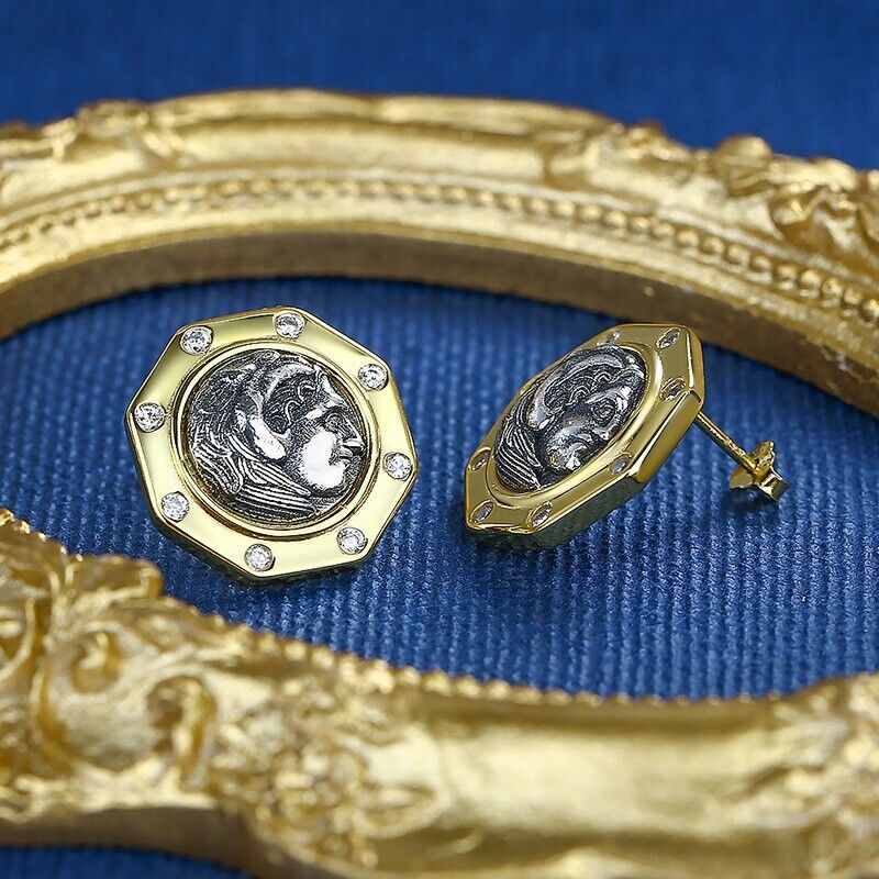 Boucles d'oreilles Hercules en pièces de monnaie grecques E1017