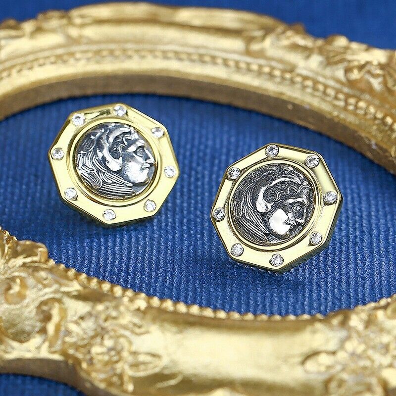 Boucles d'oreilles Hercules en pièces de monnaie grecques E1017