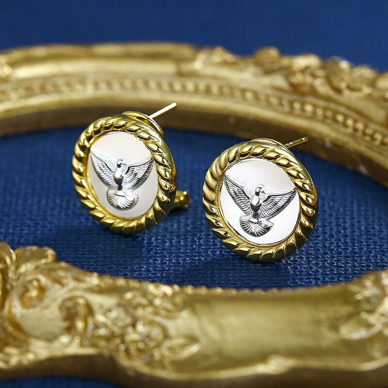 Boucles d'oreilles en forme de pièce de monnaie romaine, aigle de mer, E1022