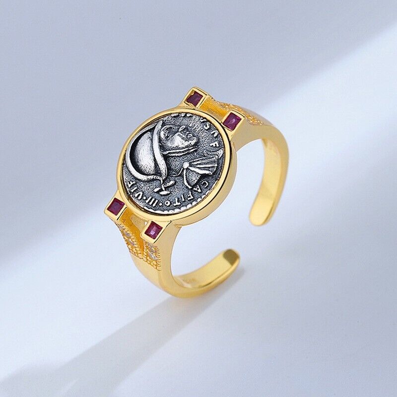 Bague avec pièce de monnaie antique de Mars, R1060