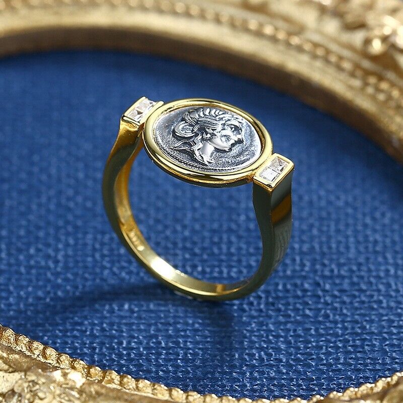 Bague César avec pièce de monnaie romaine R1032