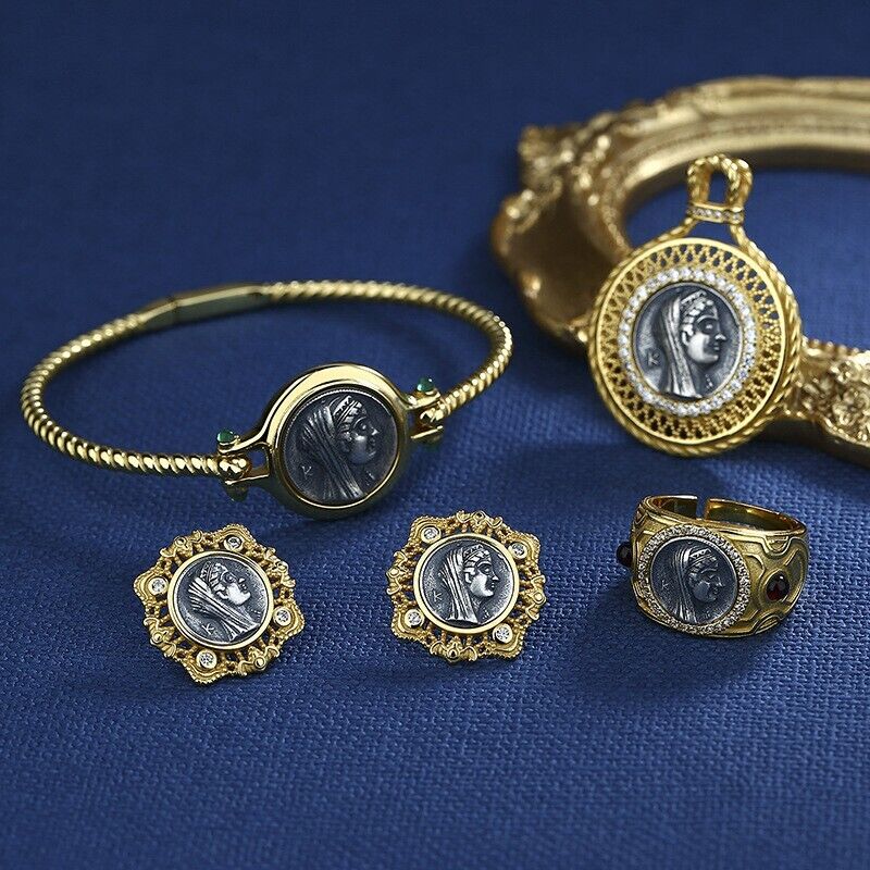 Boucles d'oreilles en pièces de monnaie grecques Arsinoe II E1000
