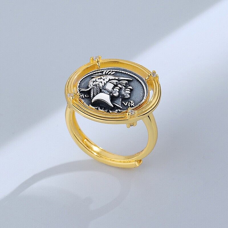 Bague de pièce de monnaie grecque antique Athéna R1047