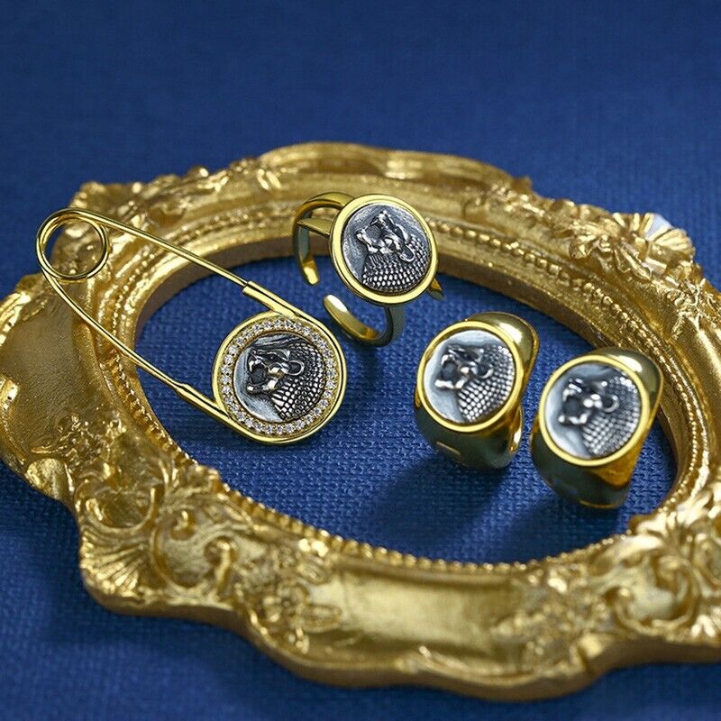 Bague de pièce de monnaie grecque Lion rugissant R1052
