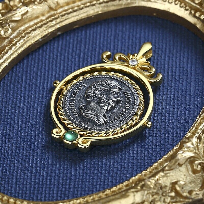 Pendentif pièce romaine rotative Hadrien N1027