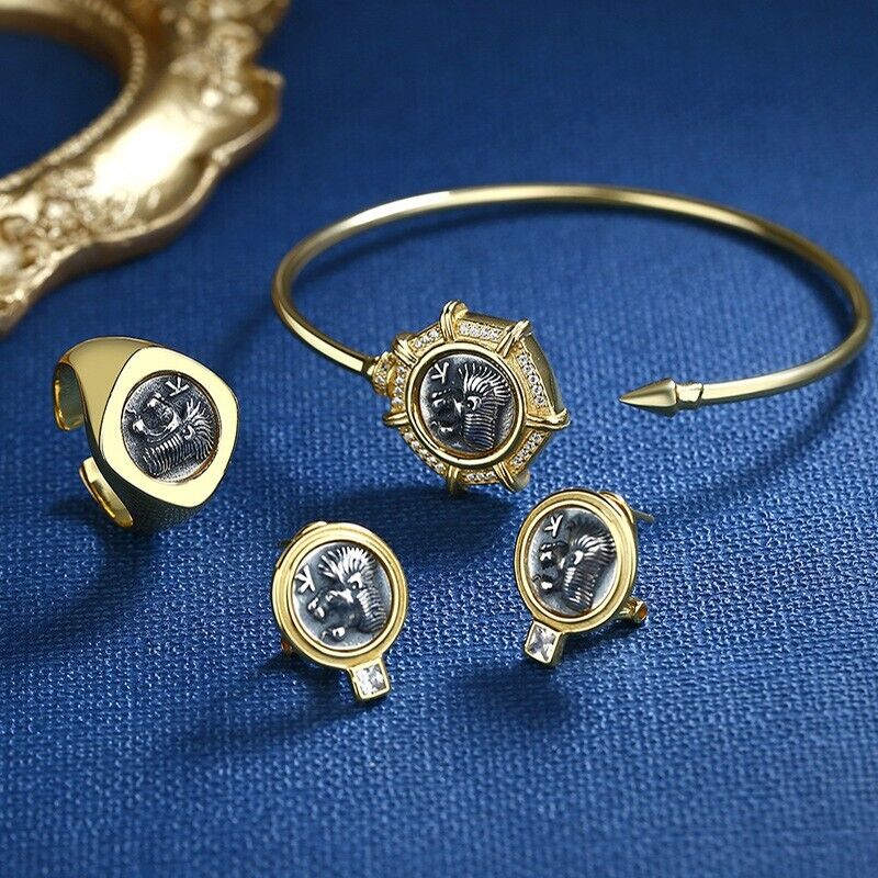 Boucles d'oreilles en pièces de monnaie grecques Lion et Sanglier E1071