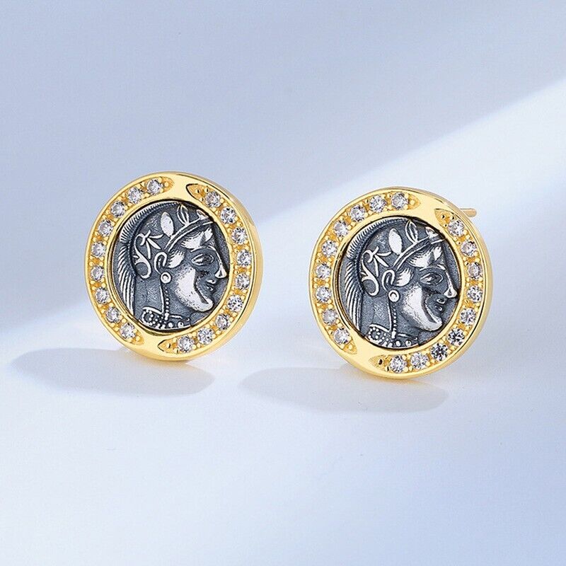 Boucles d'oreilles en pièces de monnaie grecques Athéna E1056