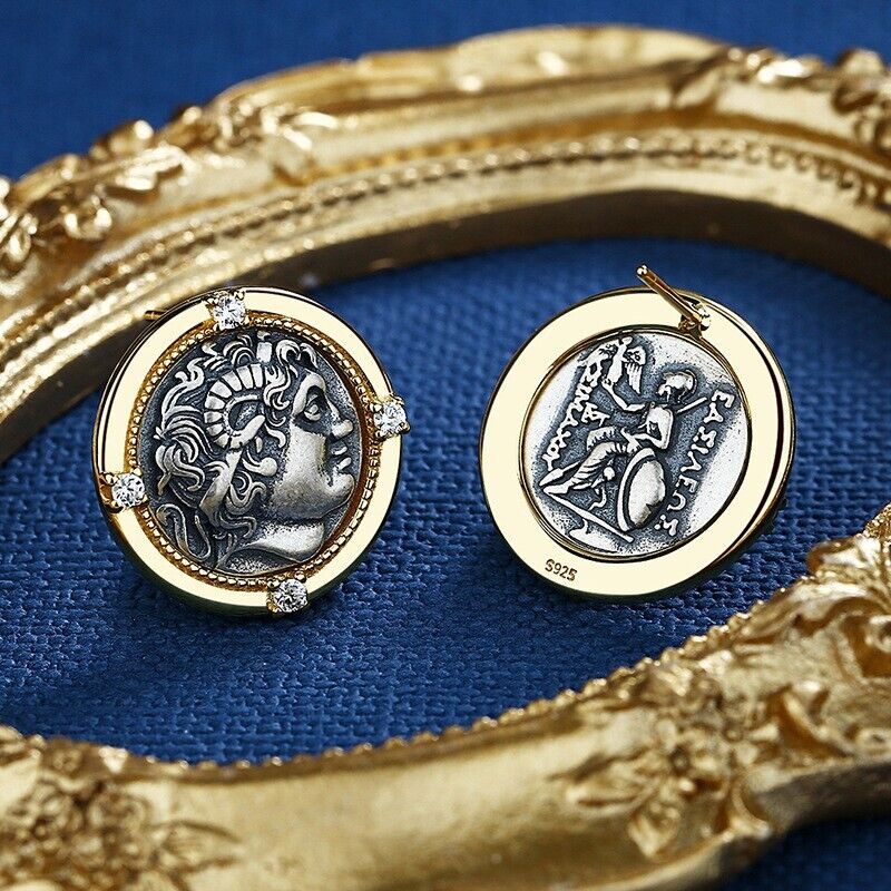 Boucles d'oreilles pièces de monnaie Alexandre Macédoine E1011