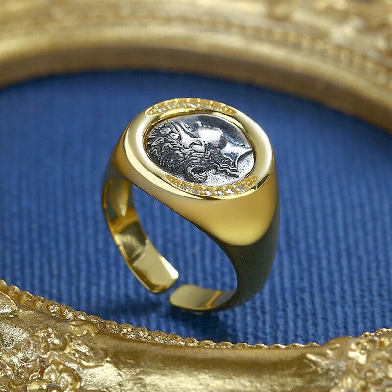 Bague épaisse de pièce de monnaie grecque Dionysos R1071