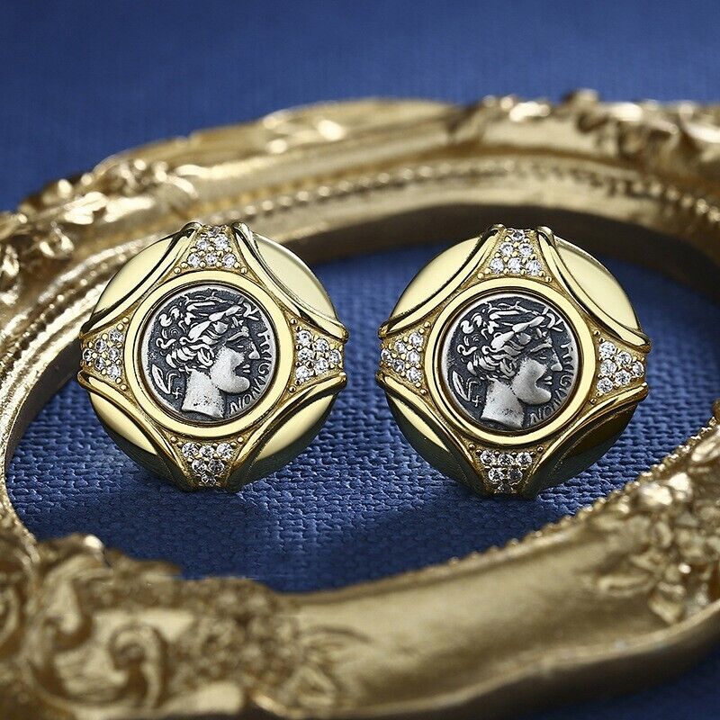 Boucles d'oreilles en pièces de monnaie grecques Apollo E1012