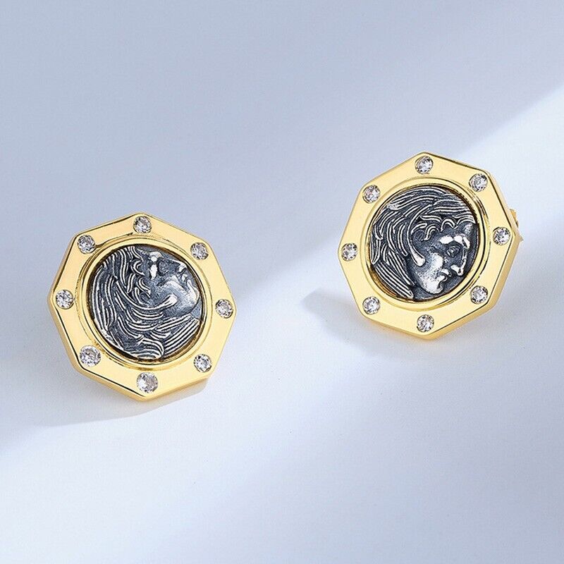 Boucles d’oreilles Hercules en pièces de monnaie grecques E1038