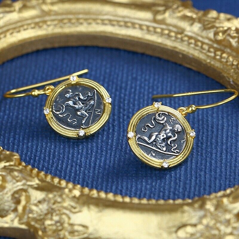 Boucles d'oreilles Hercules en pièces de monnaie grecques E1032