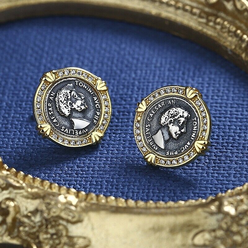 Boucles d'oreilles en pièces de monnaie romaines Marc Aurèle E1010