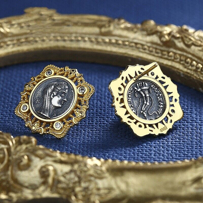Boucles d'oreilles en pièces de monnaie grecques Arsinoe II E1000