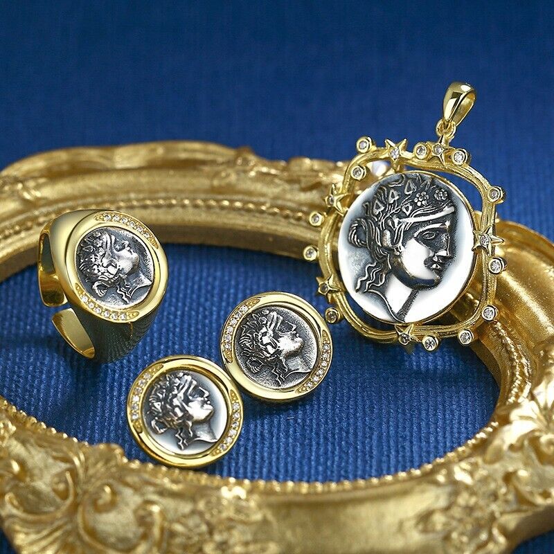 Boucles d'oreilles en pièces de monnaie grecques Dionysos E1065
