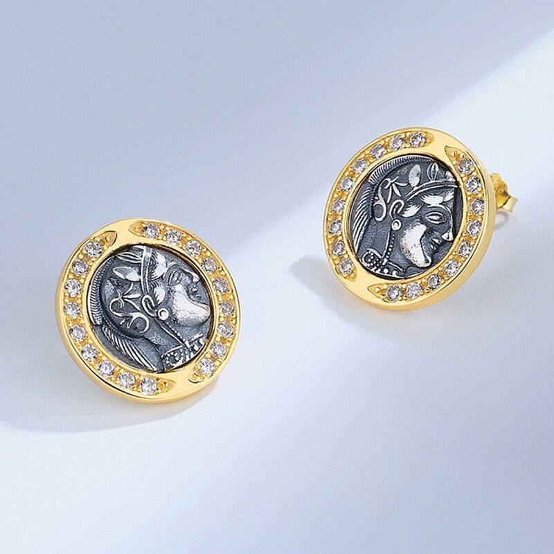 Boucles d'oreilles en pièces de monnaie grecques Athéna E1056