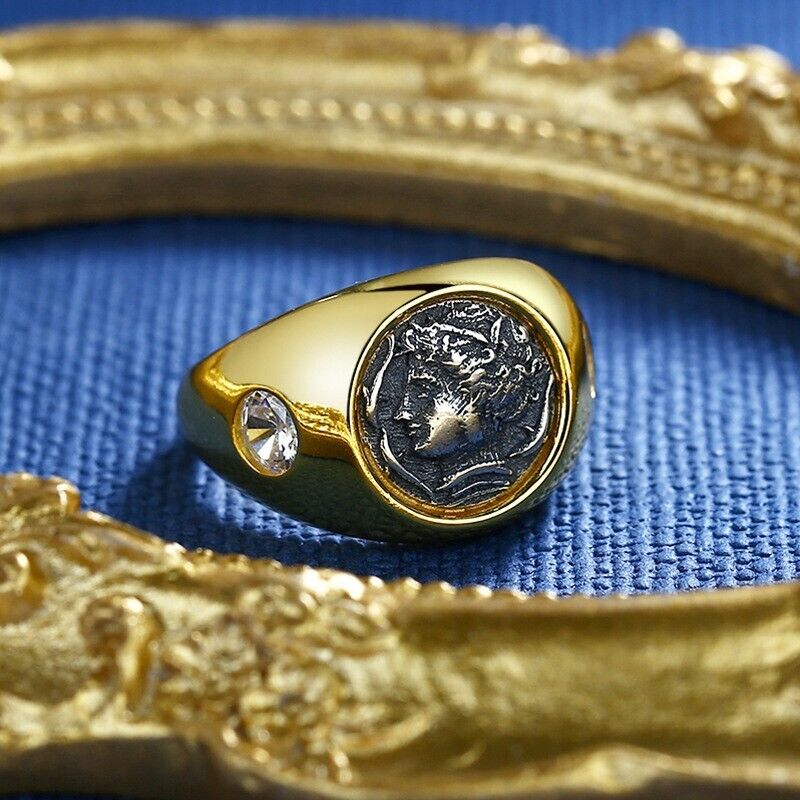 Bague de réplique de pièce de monnaie grecque Arethusa R1025