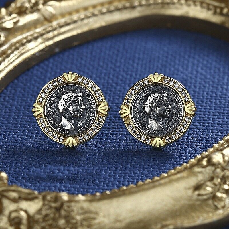 Boucles d'oreilles en pièces de monnaie romaines Marc Aurèle E1010