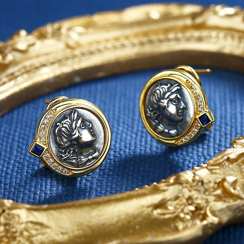 Boucles d'oreilles en pièces de monnaie grecques Artemis E1041