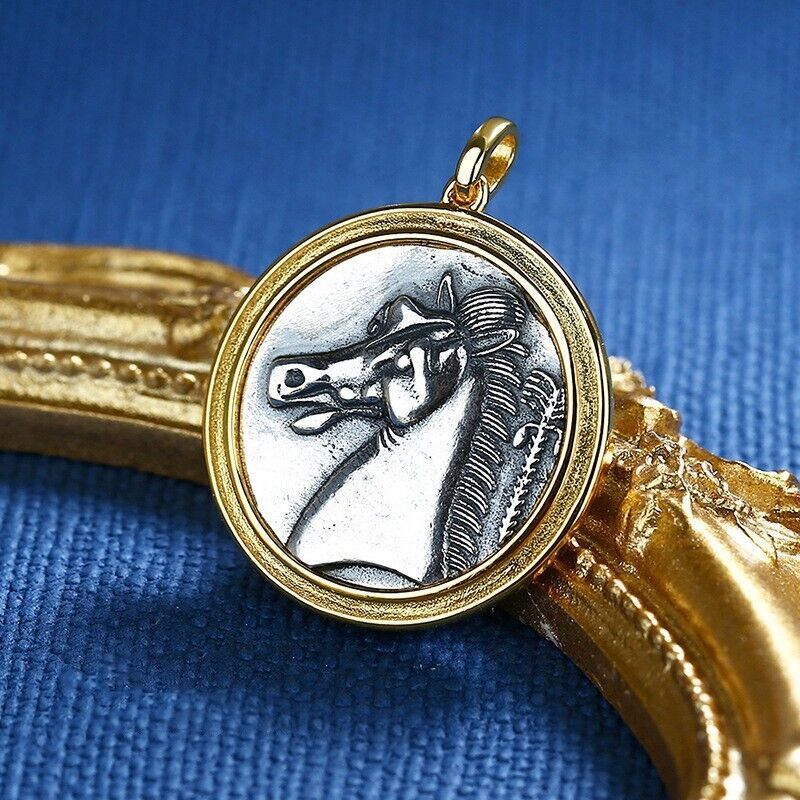 Pendentif réplique de pièce de monnaie grecque Hercules N1029
