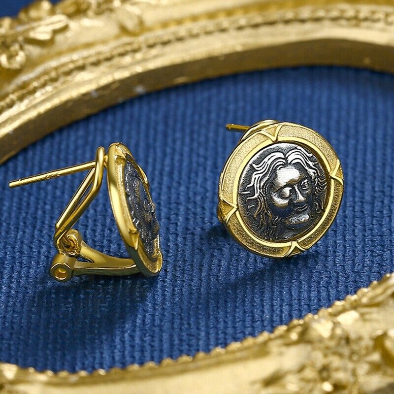 Boucles d'oreilles en pièces de monnaie grecques Helios E1045