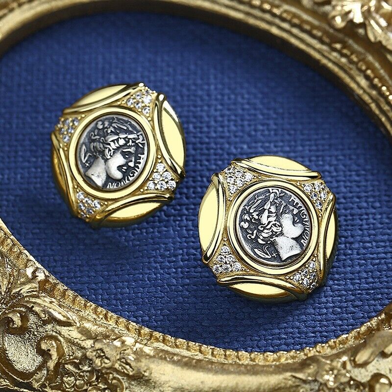 Boucles d'oreilles en pièces de monnaie grecques Apollo E1012