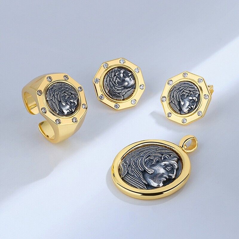 Boucles d’oreilles Hercules en pièces de monnaie grecques E1038