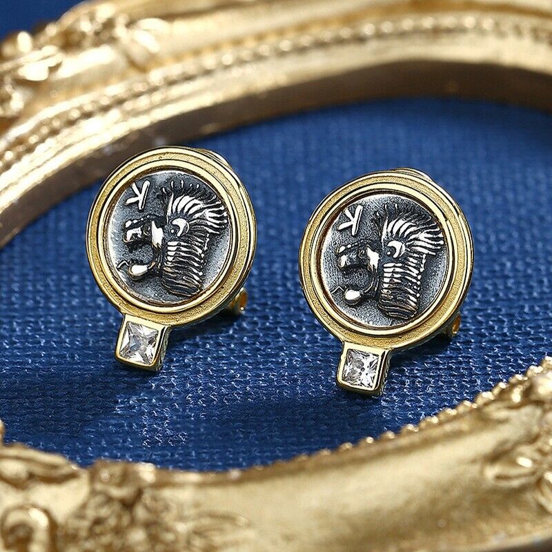 Boucles d'oreilles en pièces de monnaie grecques Lion et Sanglier E1071