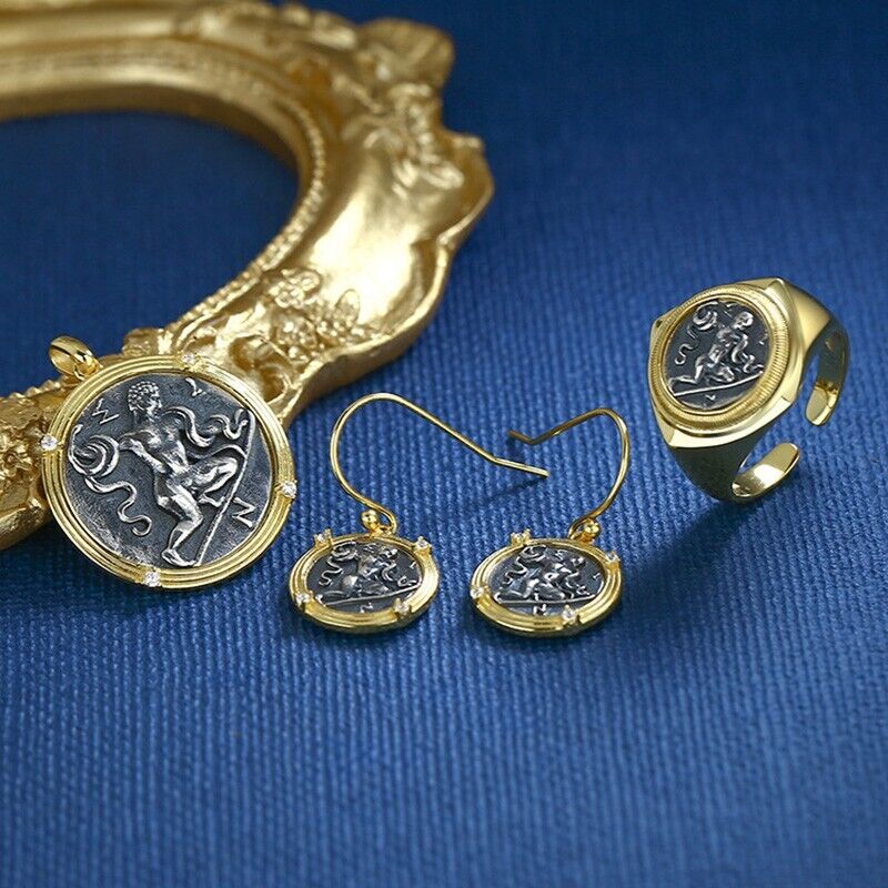 Boucles d'oreilles Hercules en pièces de monnaie grecques E1032