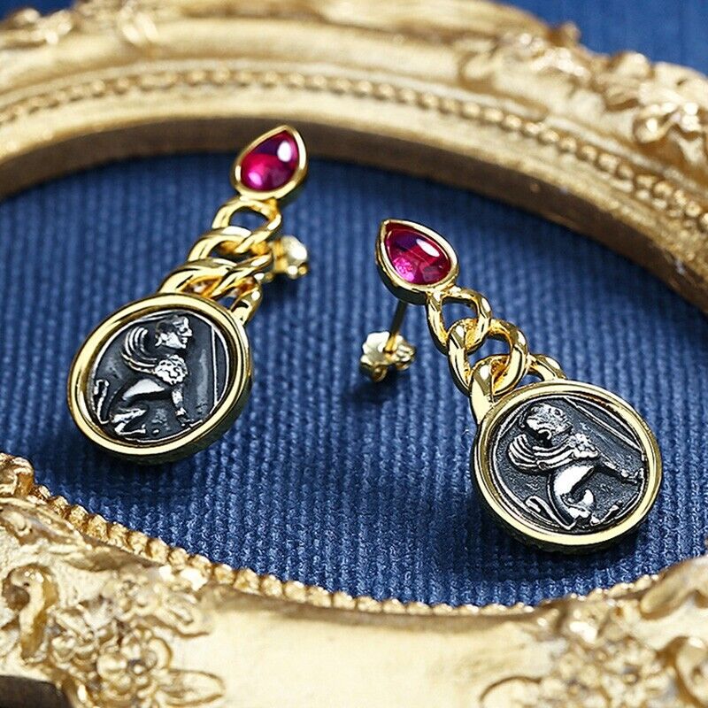Boucles d'oreilles en pièces de monnaie grecques Sphinx E1031