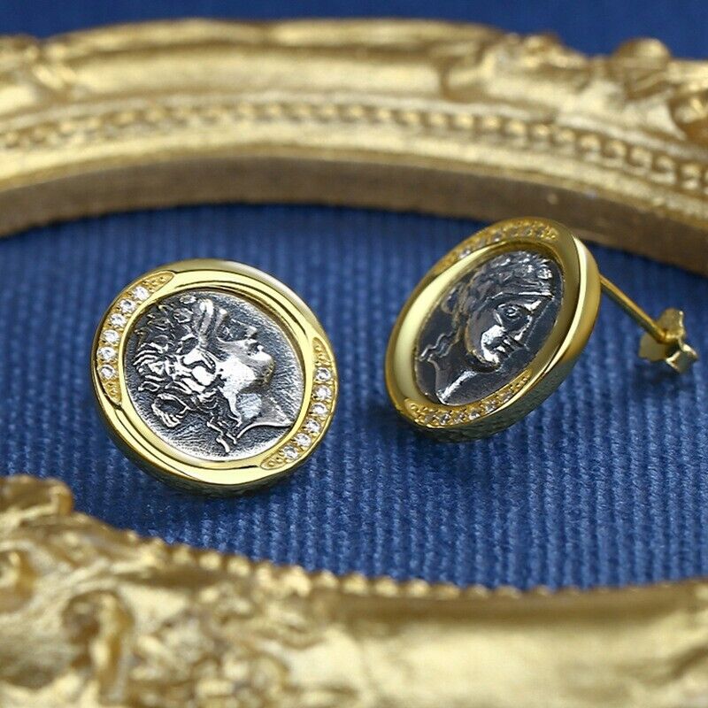 Boucles d'oreilles en pièces de monnaie grecques Dionysos E1065