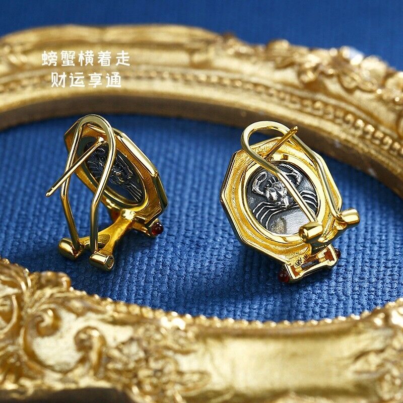 Boucles d'oreilles en forme de pièce de monnaie grecque, crabe, aigle de mer, E1003