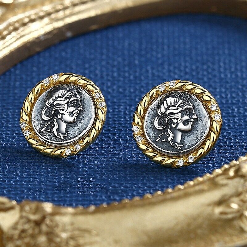 Boucles d'oreilles en pièces de monnaie romaines Jules César E1023