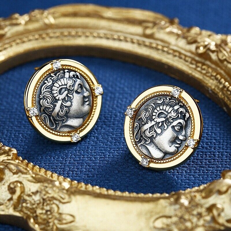 Boucles d'oreilles pièces de monnaie Alexandre Macédoine E1011