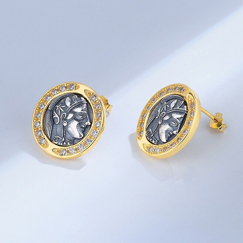 Boucles d'oreilles en pièces de monnaie grecques Athéna E1056