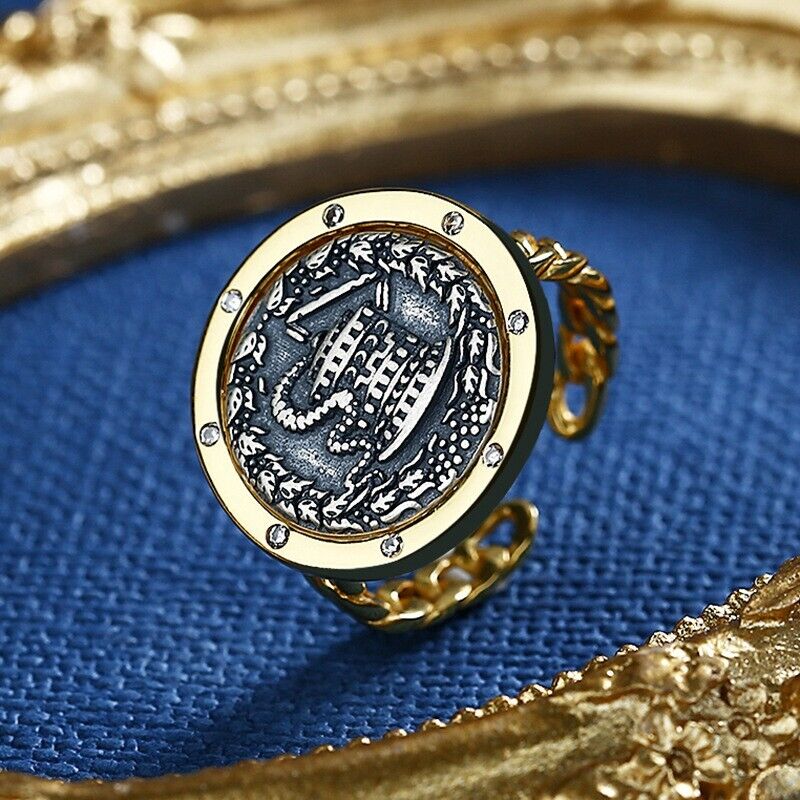 Bague pièce de monnaie serpent de Pergame R1019