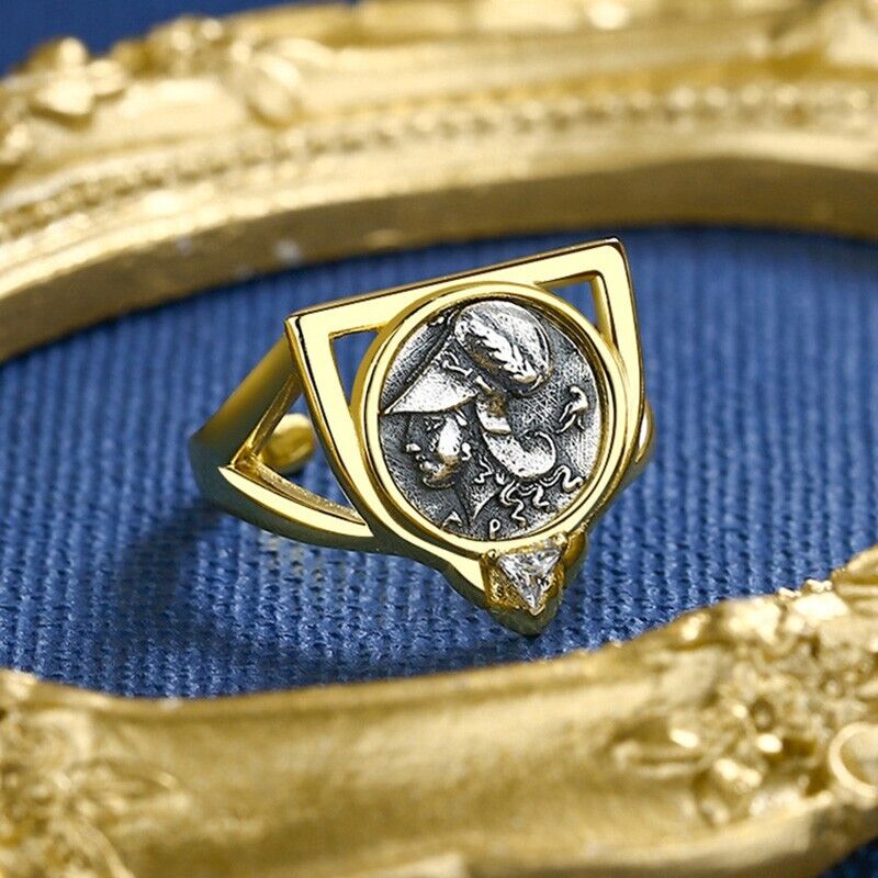 Bague de pièce de monnaie grecque Athena Shield R1054