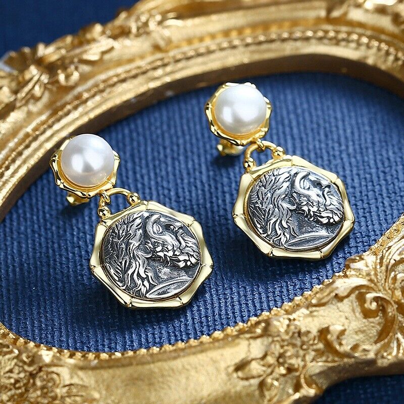 Boucles d'oreilles pièce de monnaie grecque Zeus E1021