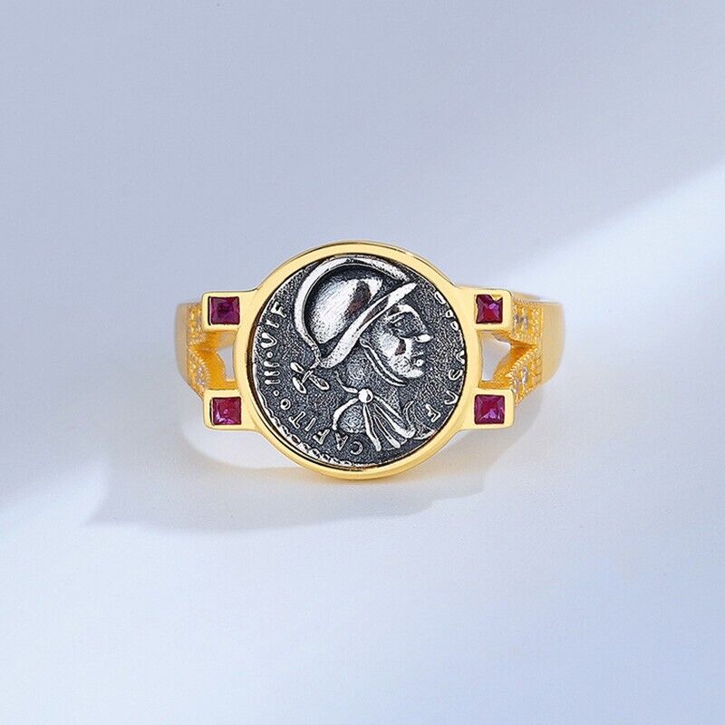 Bague avec pièce de monnaie antique de Mars, R1060