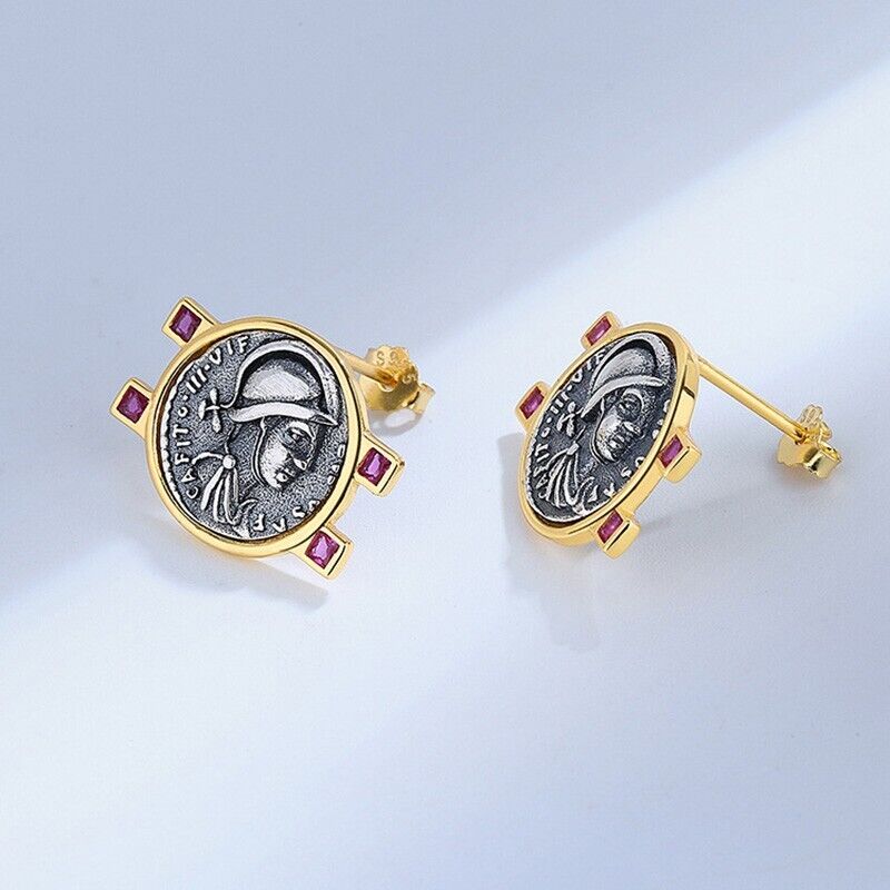 Boucles d'oreilles en pièces de monnaie grecques Mars E1067
