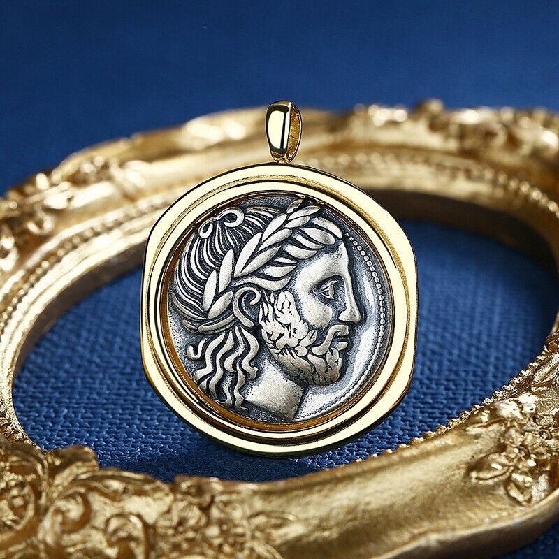 Pendentif réplique de pièce de monnaie grecque Zeus N1014