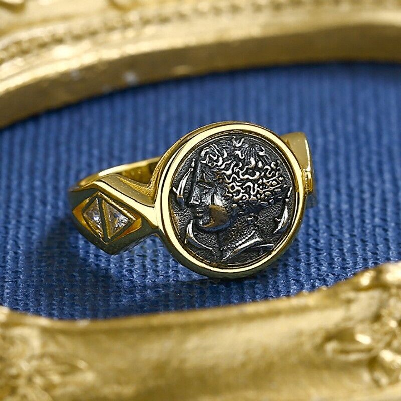 Bague de pièce de monnaie antique grecque Arethusa R1048