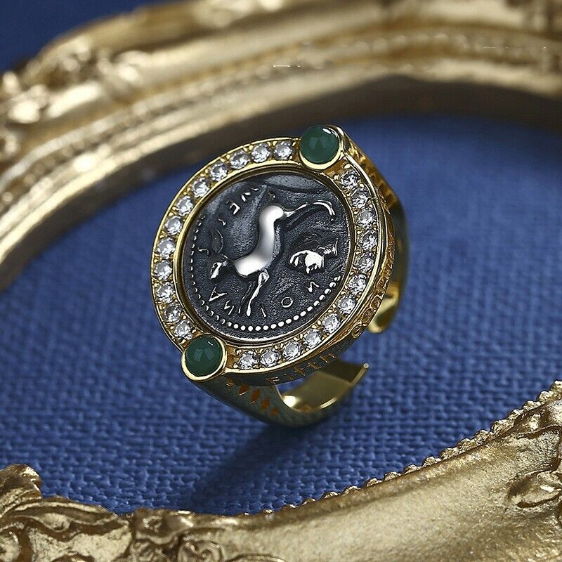 Bague de pièce de monnaie grecque Moïse Lapin R1023