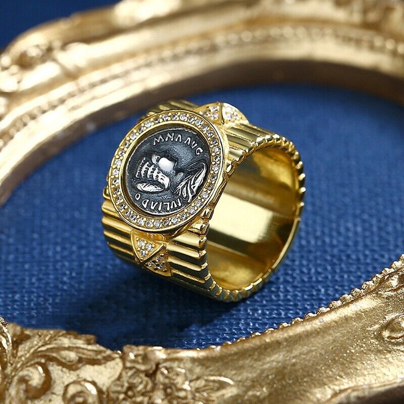 Julia Domna - Bague large avec pièce de monnaie romaine R1002