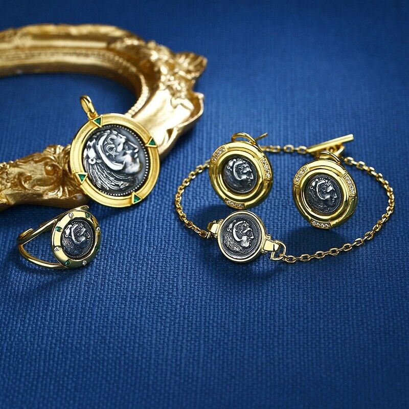 Boucles d'oreilles Hercules en pièces de monnaie grecques E1029