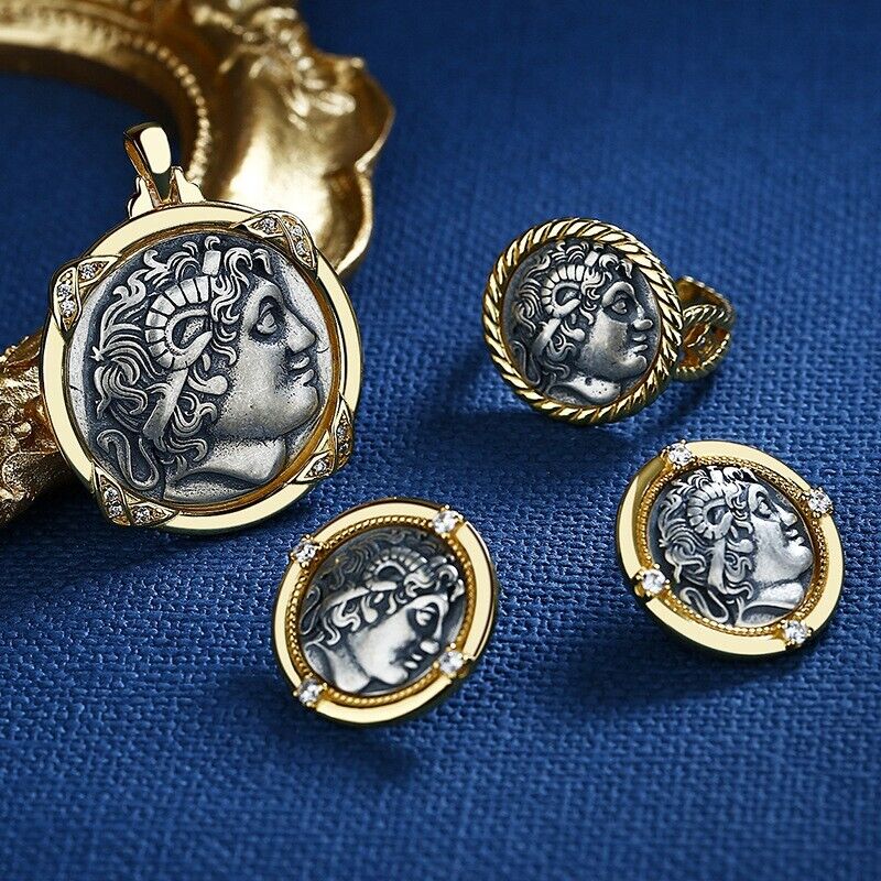 Boucles d'oreilles pièces de monnaie Alexandre Macédoine E1011