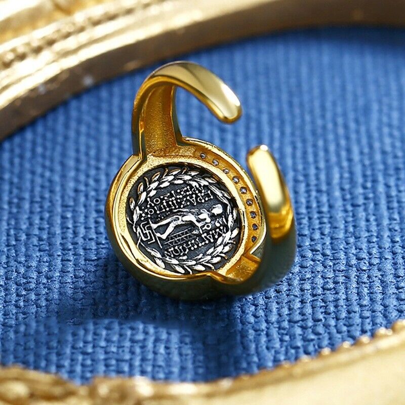 Bague réplique de pièce de monnaie grecque Artemis R1061